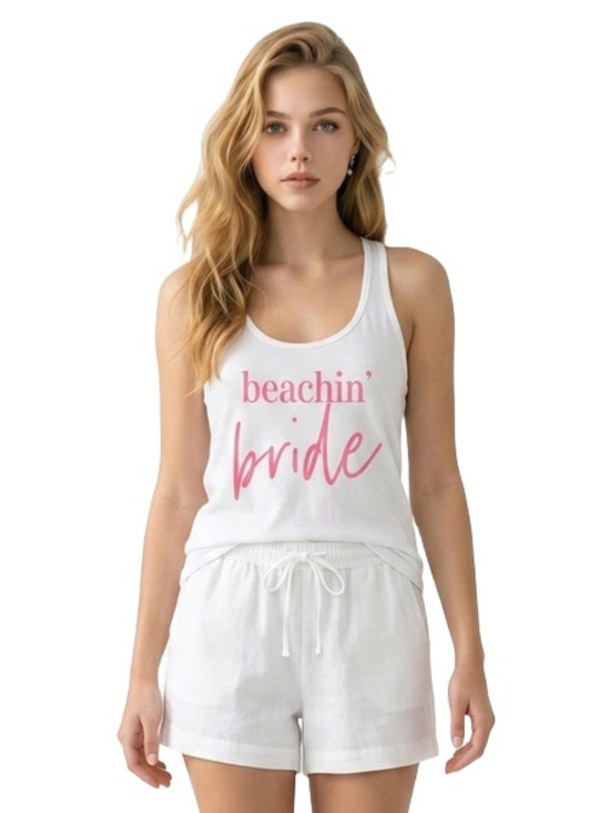 Tops - Beachin Bride white tank top